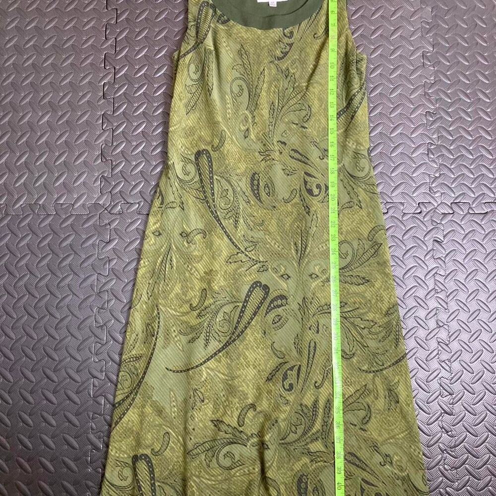 12 Petite Vintage green midi dress chiffon boxy paisley fairy whimsy indie - Picture 3 of 3